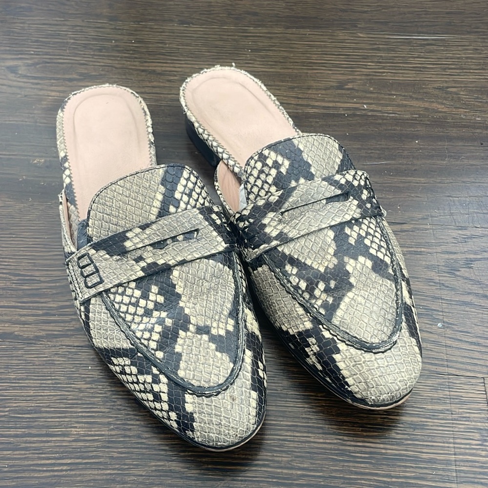 J Crew Snakeskin Loafer Mules